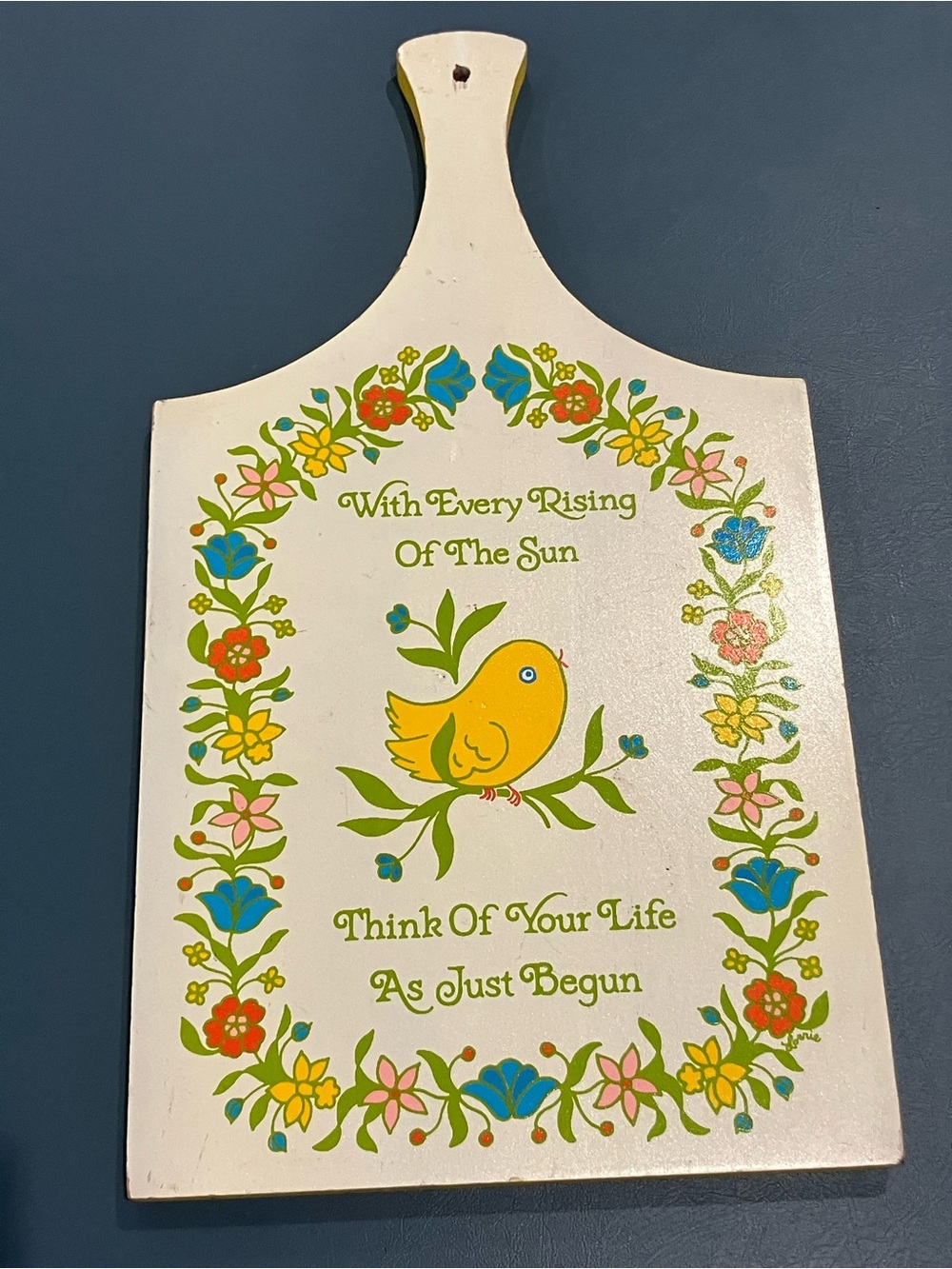 Yellow Bird Floral Wall Plaque - Inspirational Home Wall Decor